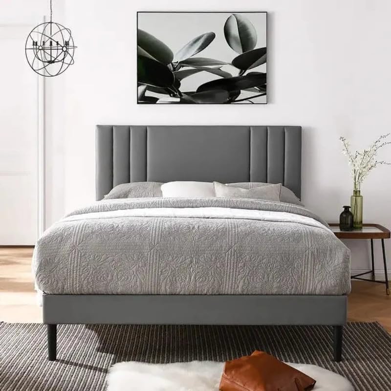 Image of Wakeup India Seraphic Queen Size Bed 78x60 Inch | Suede Fabric Bed | Bedroom Furniture | Premium Upholstery Bed | No Storage | 1 Year Warranty