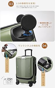 Amazon | Roam.Cove スーツケース 前開き キャリーケース 機内