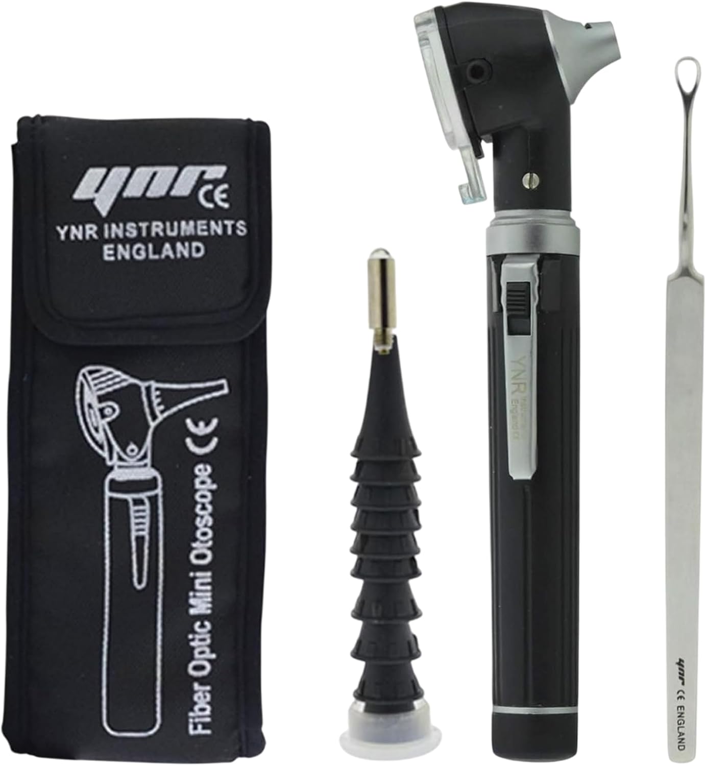 YNR Mini Magnification Diagnostic Otoscope - LED Direct Light, Ear Wax Remover, Ear Healthy Tool for Doctors, Nurses, Adults, Kids, Baby & Elder Pets Animals | Black