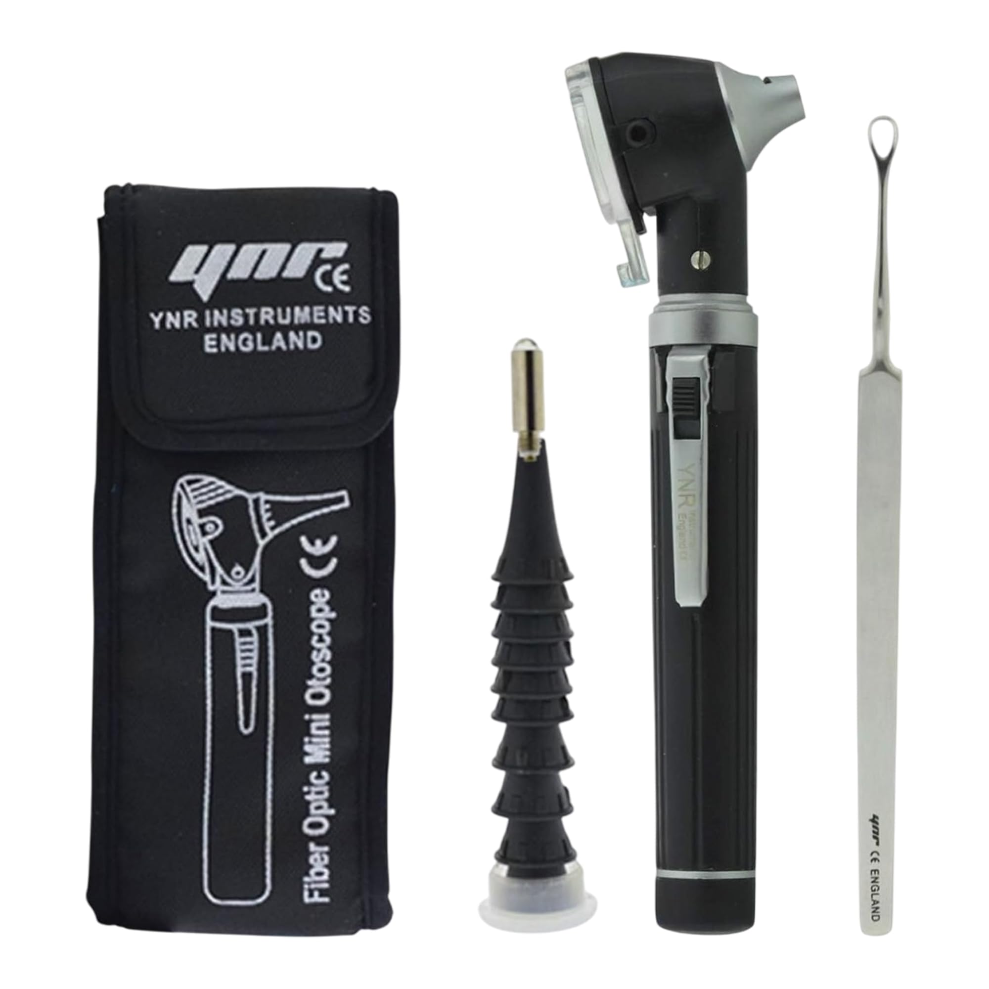 YNR Mini Magnification Diagnostic Otoscope - LED Direct Light, Ear Wax Remover, Ear Healthy Tool for Doctors, Nurses, Adults, Kids, Baby & Elder Pets Animals | (Black)