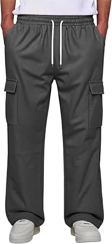 Sweat Pants for Mens Loose Fit Gym Flared Workout Uncuffed R