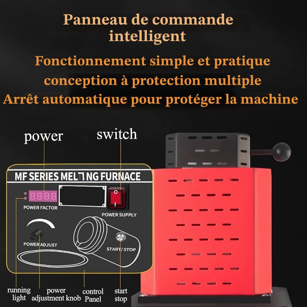 Four électrique De Fusion 5000 W, 1600 °c / 2912 °f, Kit De Coulée De Métaux pour L'industrie Et Les Ateliers, Temps De Fusion : 3 à 5 Minutes Black-3kg