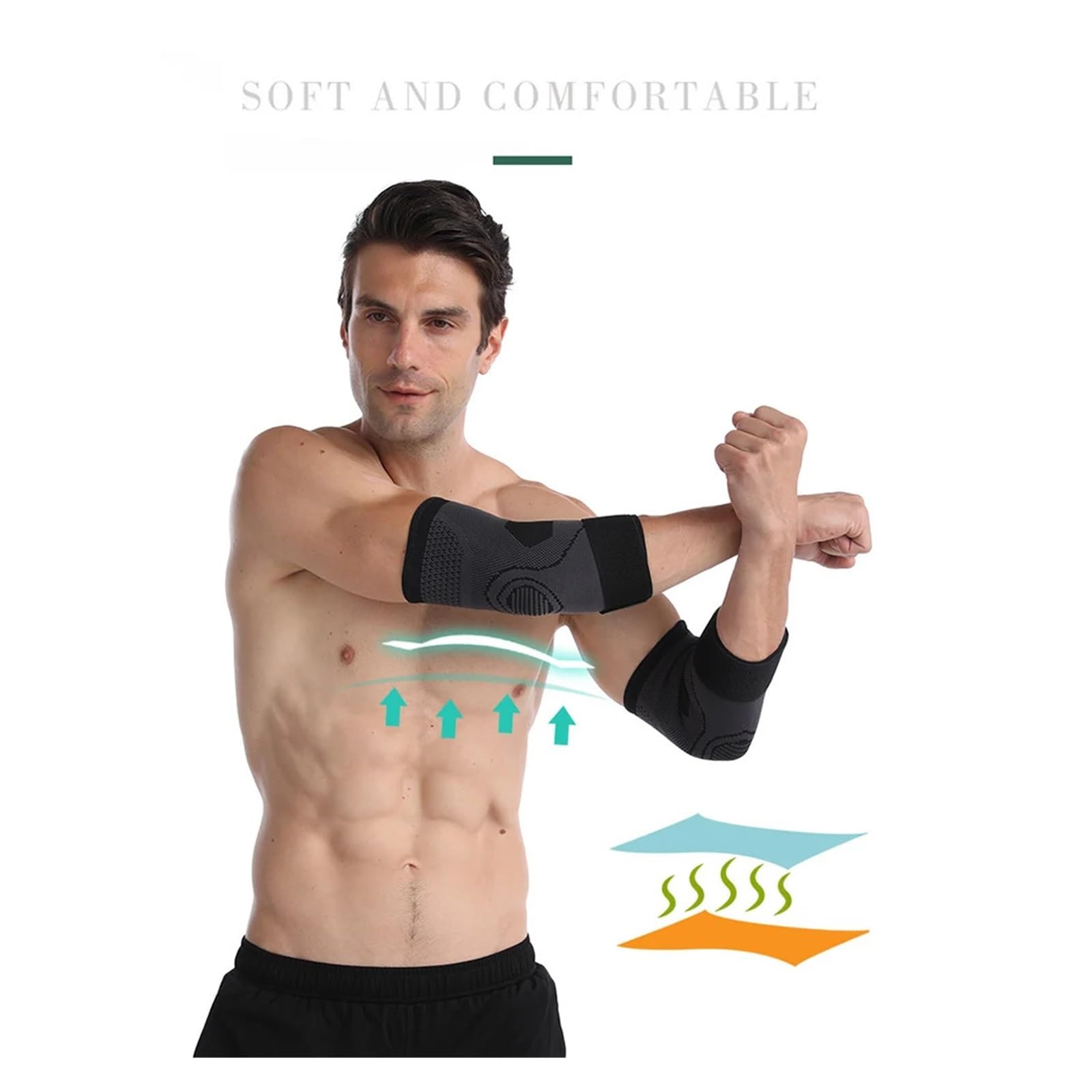 coudiere 2PCS Sports Elbow Braces Compression Sleeve(1 Pair) Braces Tennis & Golfers Elbow Protect Weight Lifting(Light Green,L)