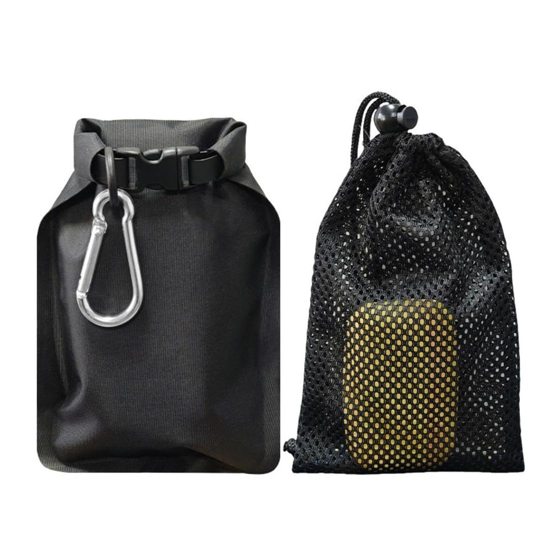 Sacs à savon étanches anti-fuite avec mousqueton et sac en filet, noir