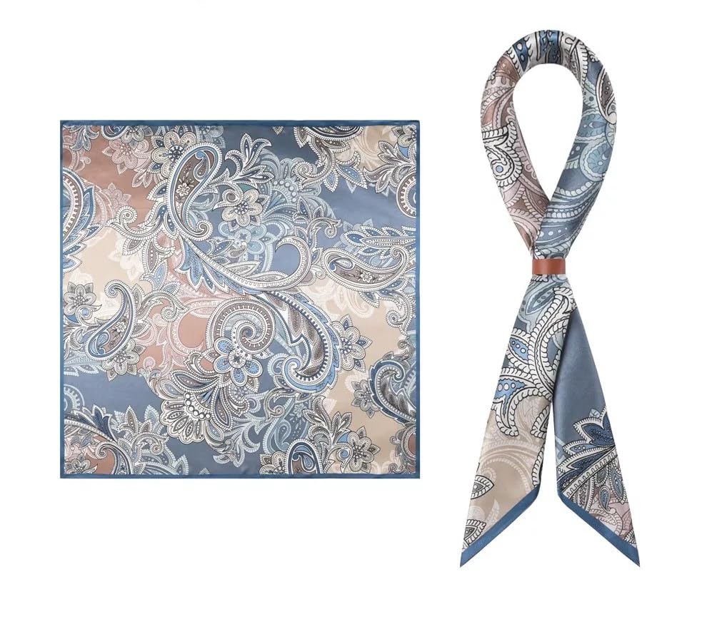 Image of ANDANTINO 100% Mulberry Silk Scarf -21 inch Square Neckerchief with Gift Packed