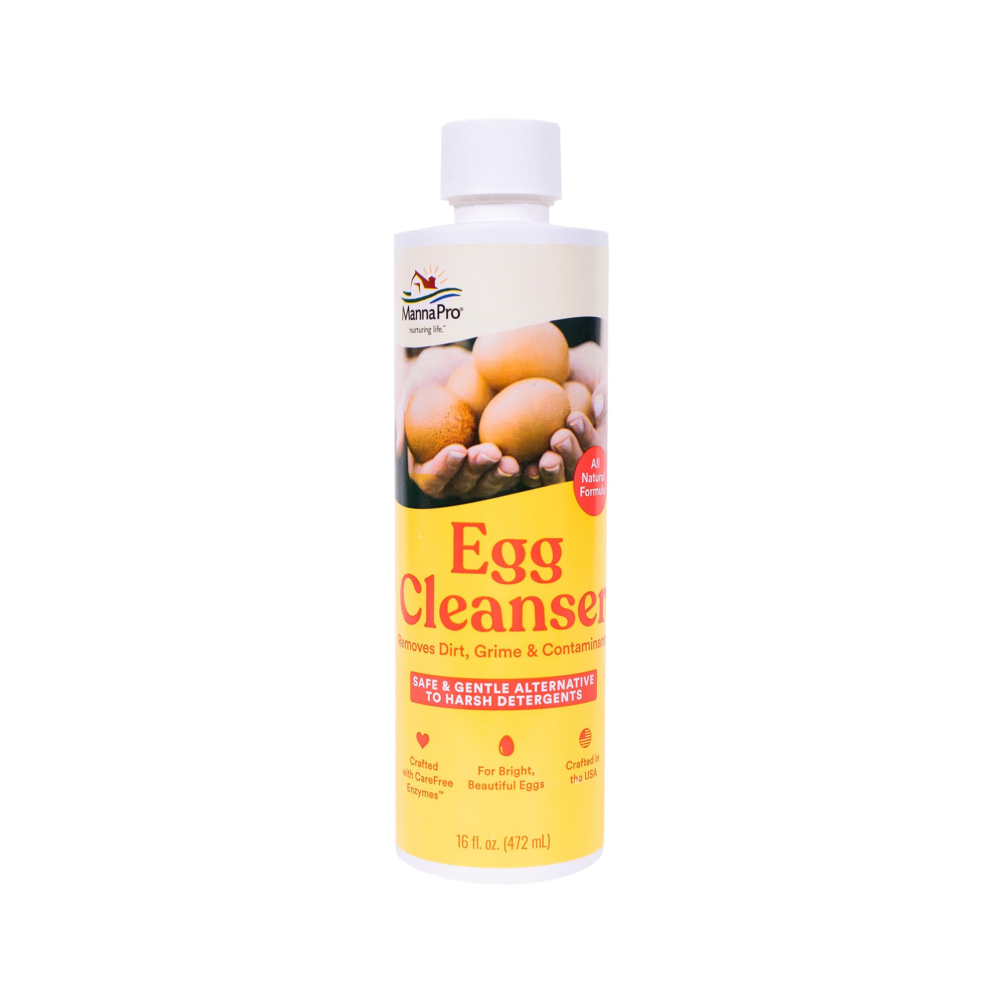 Manna Pro Egg Cleanser, Natural Enzyme Wash for Fresh Eggs, Safe & Gentle Cleaner for Backyard Chicken Eggs, 16 oz