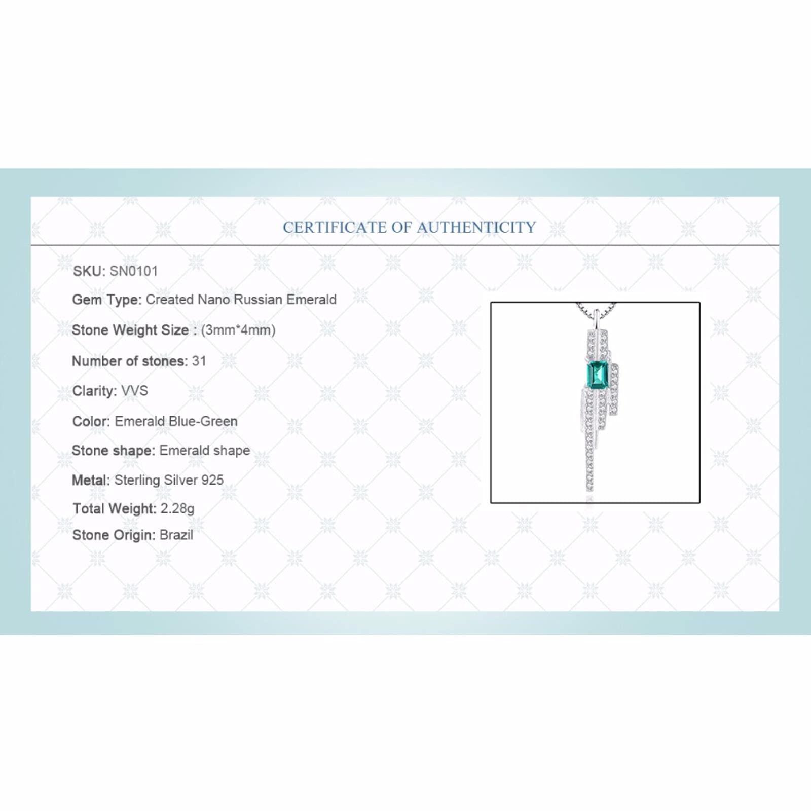 Collana a Catena con ciondoli e ciondoli romantici da Donna, Pietra Blu-Verde Smeraldo con Piccoli Cristalli CZ Attorno all'argento S925