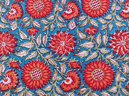 Tkanina bawełniana z nadrukiem blokowym Indyjska tkanina ręcznie drukowana tkanina bawełniana tkanina Yard Fabric Jaipuri Kurti drukowana tkanina na letnią sukienkę (10 jardów)