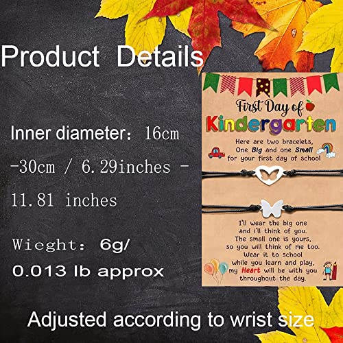 Image of NIQIPOK Back to School Bracelets for Mommy and Me Kindergarten Bracelets Set,First Day of School Bracelet Mother and Daughter Heart Matching Wish Adjustable Bracelets (Butterfly)