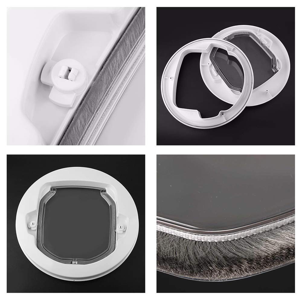 Katzenklappe Innentüi Hundeklappe Cat Flap Door Connect Katzentür Schwarz Mit 4 Wege Magnet Schließ,Haustierklappe Katzen Und Kleine Hunde,Runde Mit Door Liner Kit Für Glasschiebetü,L