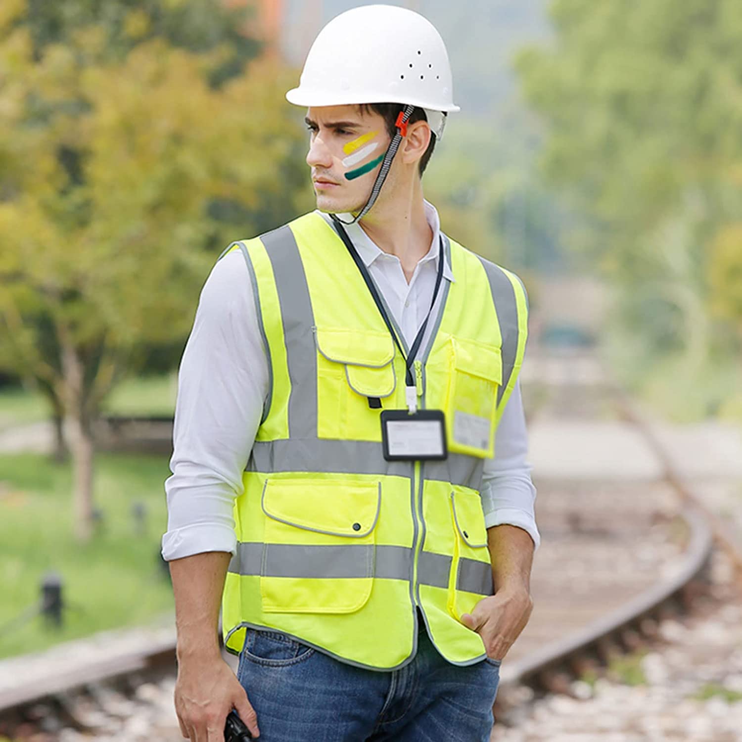 Gilet Sicurezza 2 Pezzi - Alta Visibilità Con Strisce Riflettenti 360° Per Lavoro E Sport - Foto 13