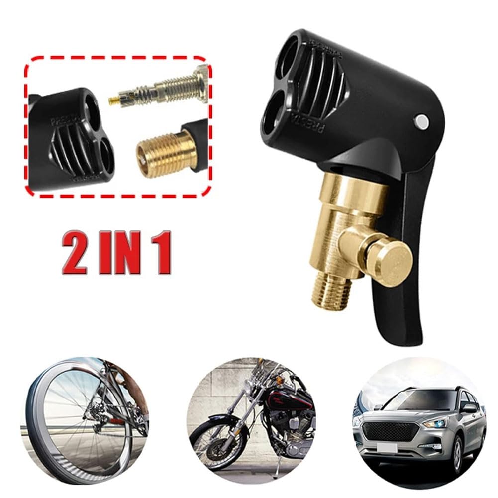 LightBeacon Reifenfüller Tubo di gonfiaggio per Pneumatici con 2 Pezzi Adattatore per Valvola per Auto, Adattatore Pompa Bicicletta, Adattatore Valvola Bici, Mandrino Gonfiabile per Auto, Camion