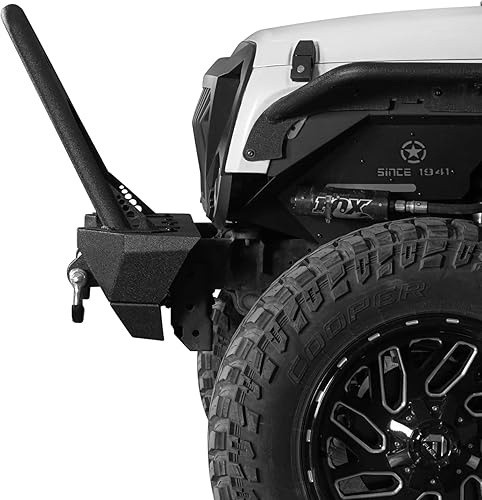 Miniatura 5 de Hooke Road Parachoques Wrangler JK Stinger, parachoques delantero agresivo rechoncho con luces LED y placa de cabrestante para Jeep Wrangler JK 24