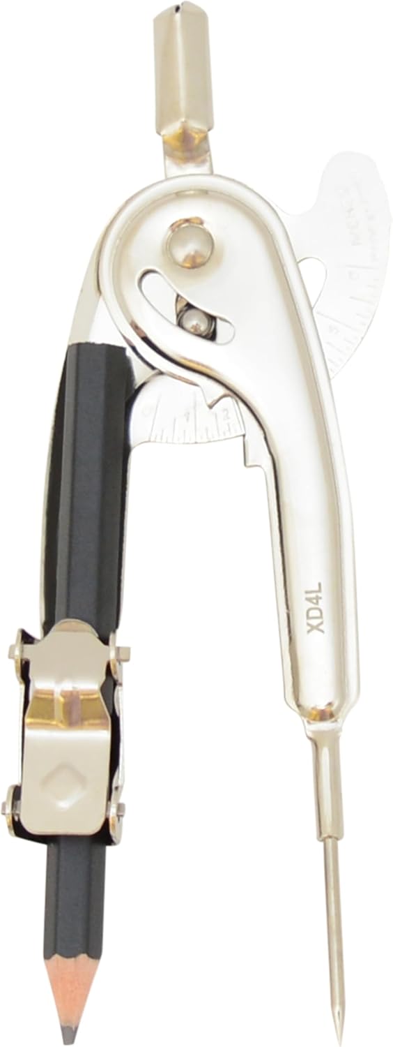 Westcott Nickel-Plated Ball Bearing Compass with Pencil, Back-to-School, School Supplies, Classroom Supplies, Draws Circles up to 13 Inches in Diameter