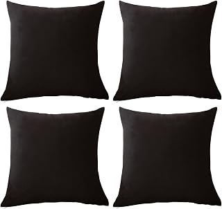 Beydodo Funda de Cojin Negro,Pack 4 Fundas Cojin Color Sólido Funda Proteccion Cojin 50x50