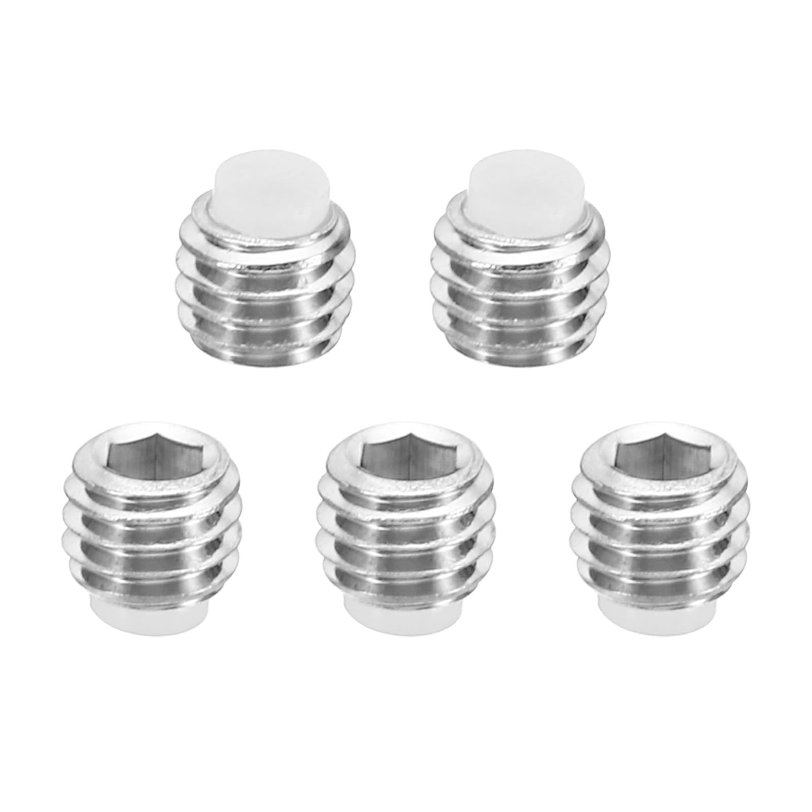 PATIKIL M5x4mm Nylon Tip Grub Screw, 5 Pack Metric Hex Socket Head Cup Point Anti Slip Set Screws Internal Hex Drive Hardware, 304 Stainless Steel