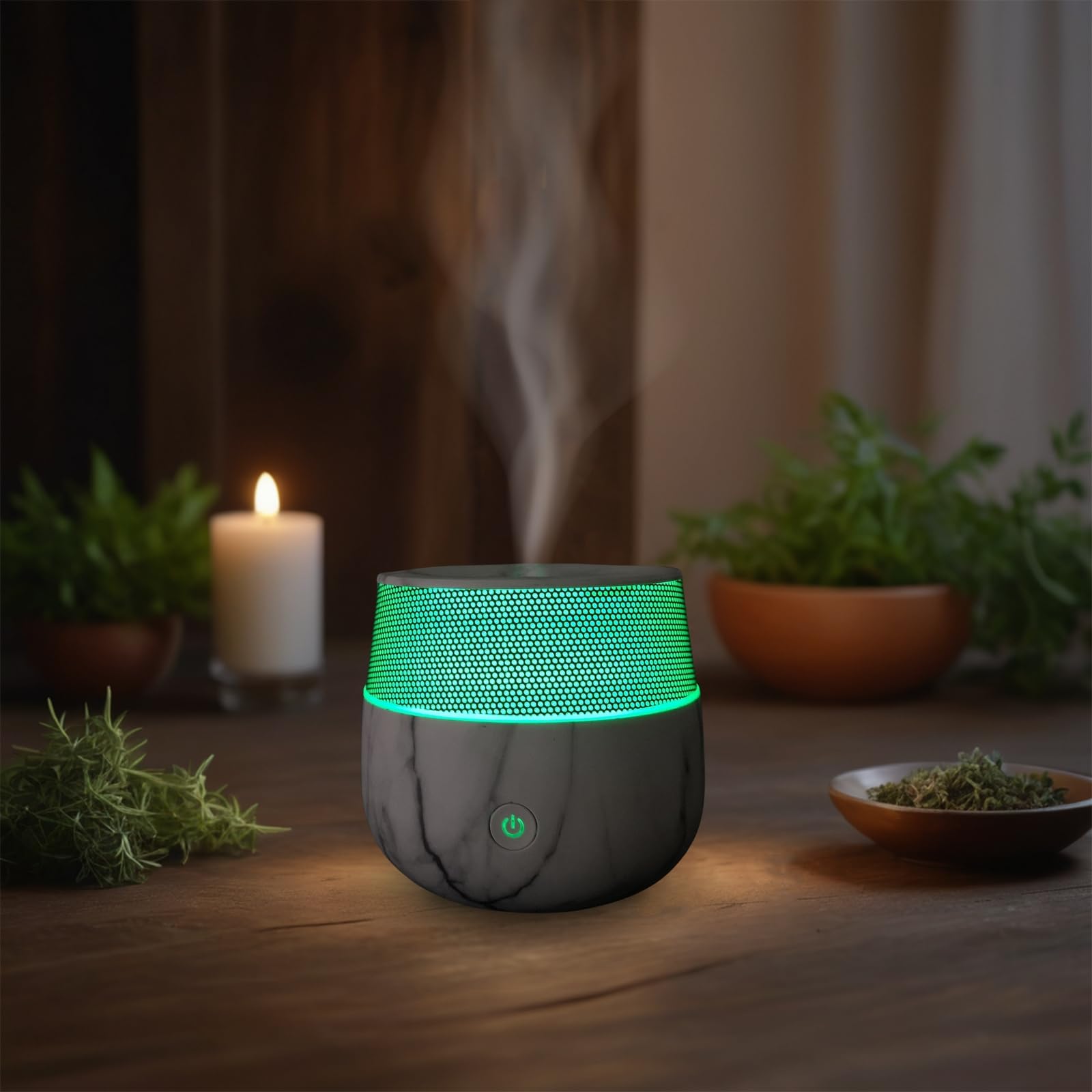 Zen'Arôme - Diffusor Kailo - Luftbefeuchter für ätherische Öle - Ultraschall-Aromatherapie-Vernebler - Elektrische Duftlampe im Marmor-Design mit verstellbarer LED-Beleuchtung und Diffusion - Auto-Off