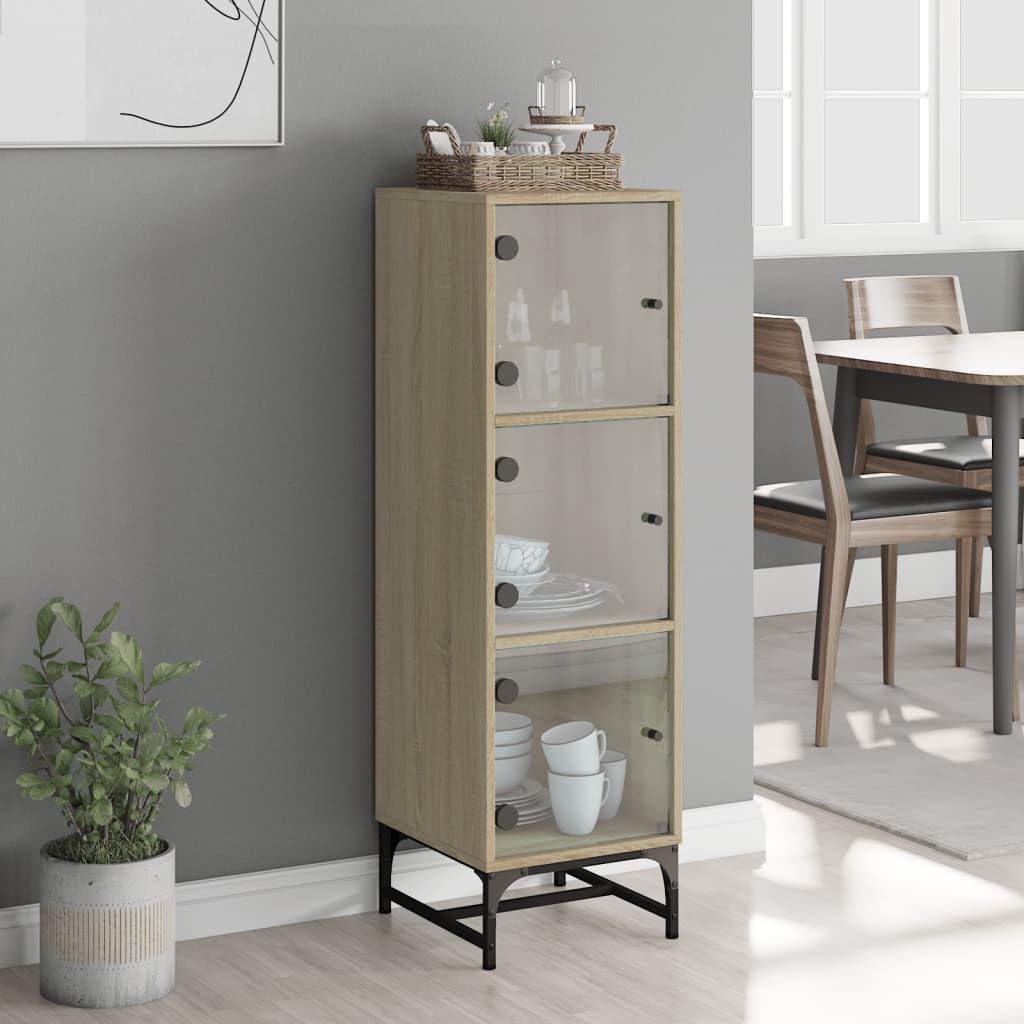 Fengshui Highboard ze szklanymi drzwiami dąb Sonoma 35 x 37 x 120 cm