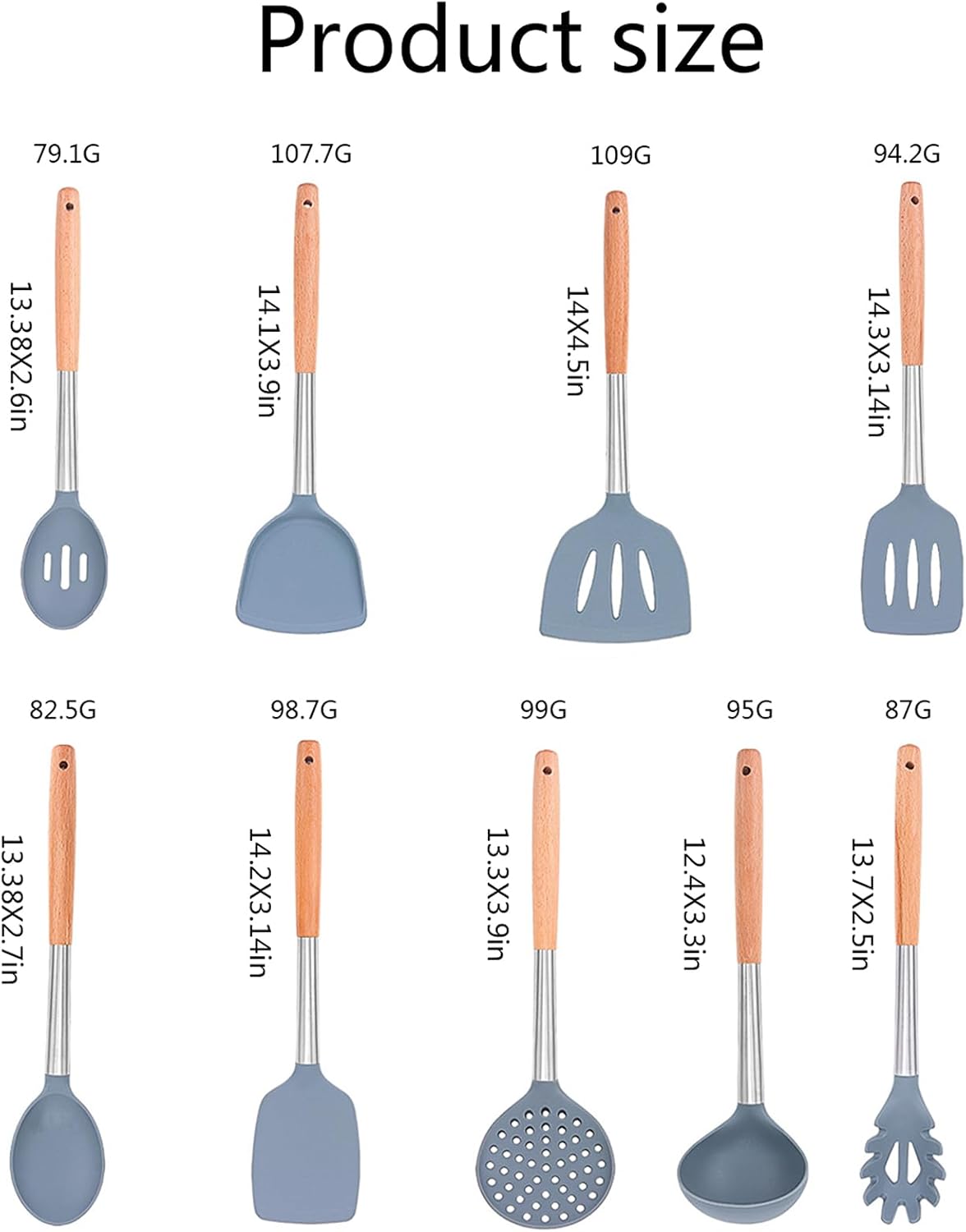 9 Pcs Kitchen Utensils Set with Holder Large Silicone Cooking Utensils Set for Nonstick Cookware Wooden Handle Spatulas Silicone Heat Resistant Kitchen Gadgets Utensil Sets