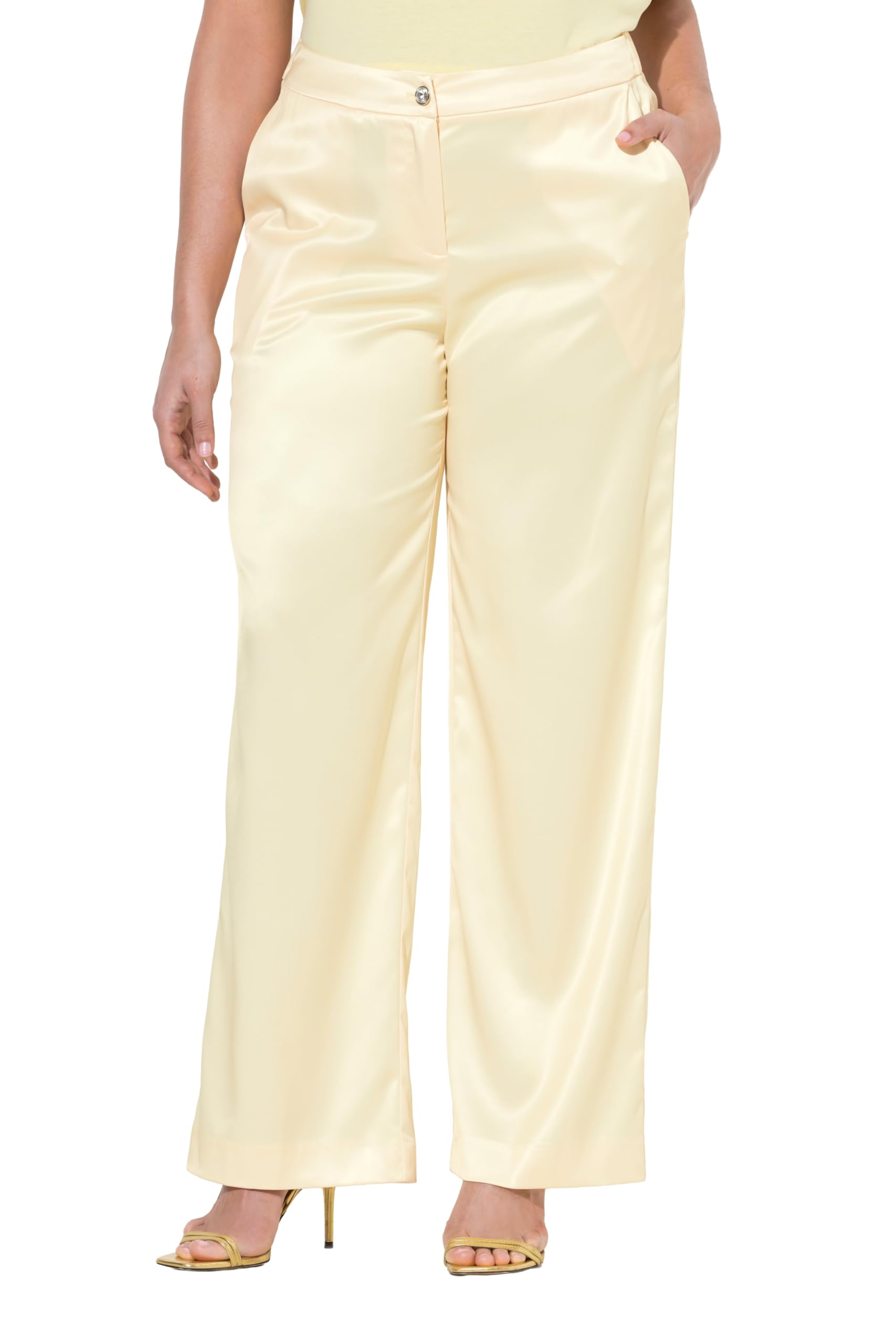 Ulla Popken Damen große Größen Übergrößen Plus Size Hose Mary, weites, gerades Bein, Elastikbund 849331