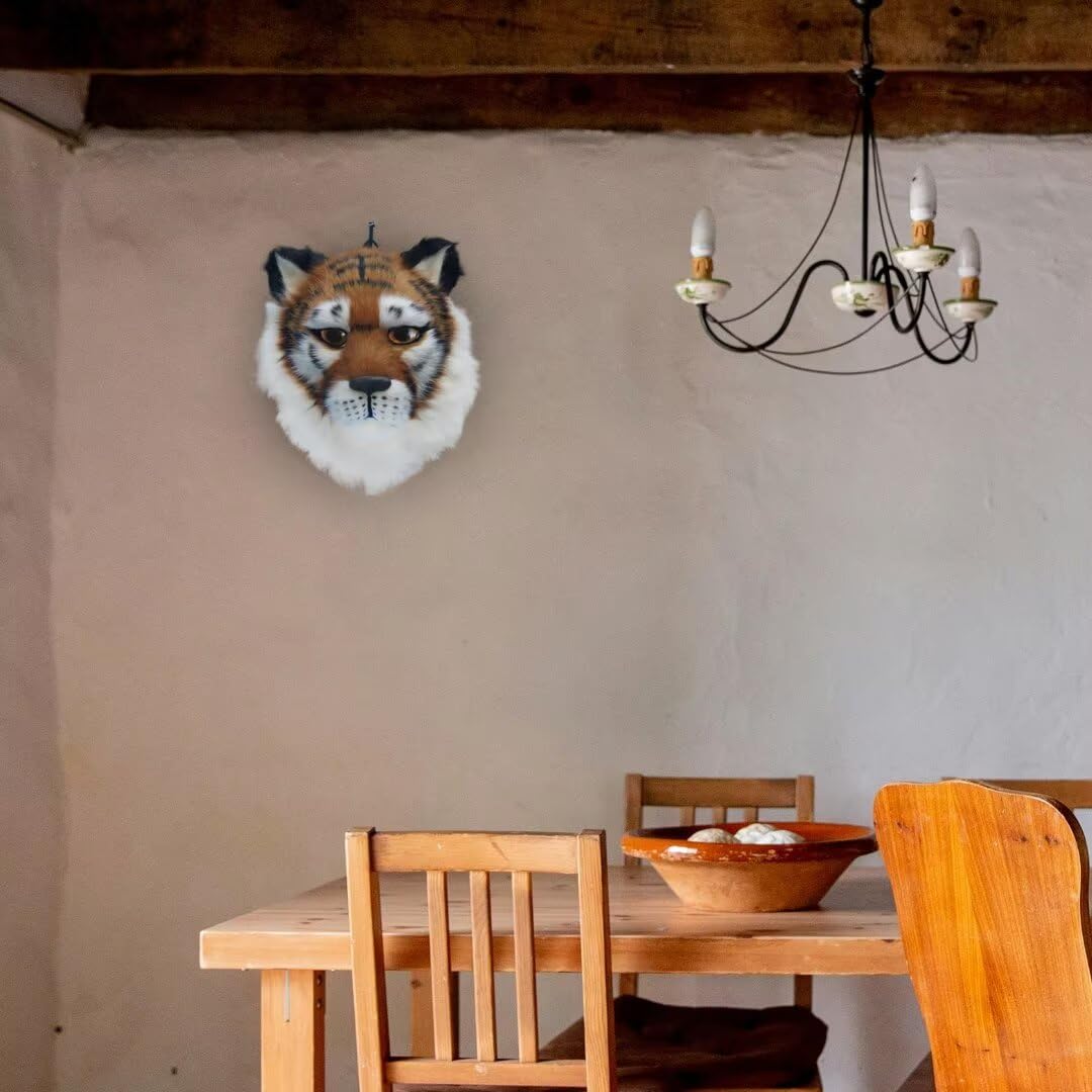 Tierkopf Wandbehang, Simulierter Plüsch Tiger Tier Wanddekoration, Tier Kinderzimmer Wanddekorationen Wandkunst Kinderzimmer Dekoration Anhänger Spielzeug für Wohnzimmer Schlafzimmer