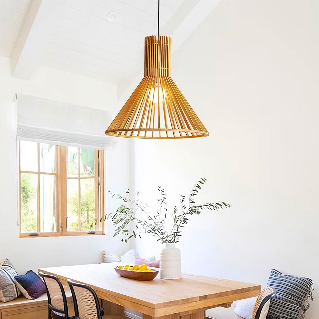 Nordycki Styl Lampa Wisząca E27 Drewniana Lampa Restauracja Dynia W Kształcie Żyrandolu Japoński Styl Wabi Sabi Regulowana Wysokość Hotel Herbata Sypialnia Sztuka Wiszące Światła(A2)