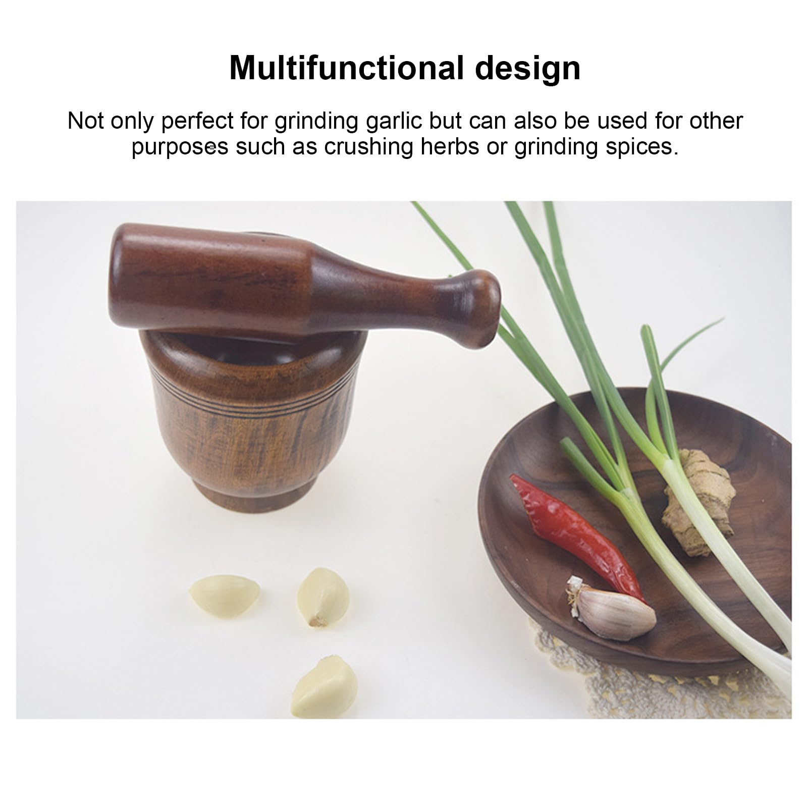 Effortlessly Crush and Mix with The Jujube Wood Garlic Grinder Bowl,Multipurpose Mixing Grinder Ideal for Household and Restaurant Use