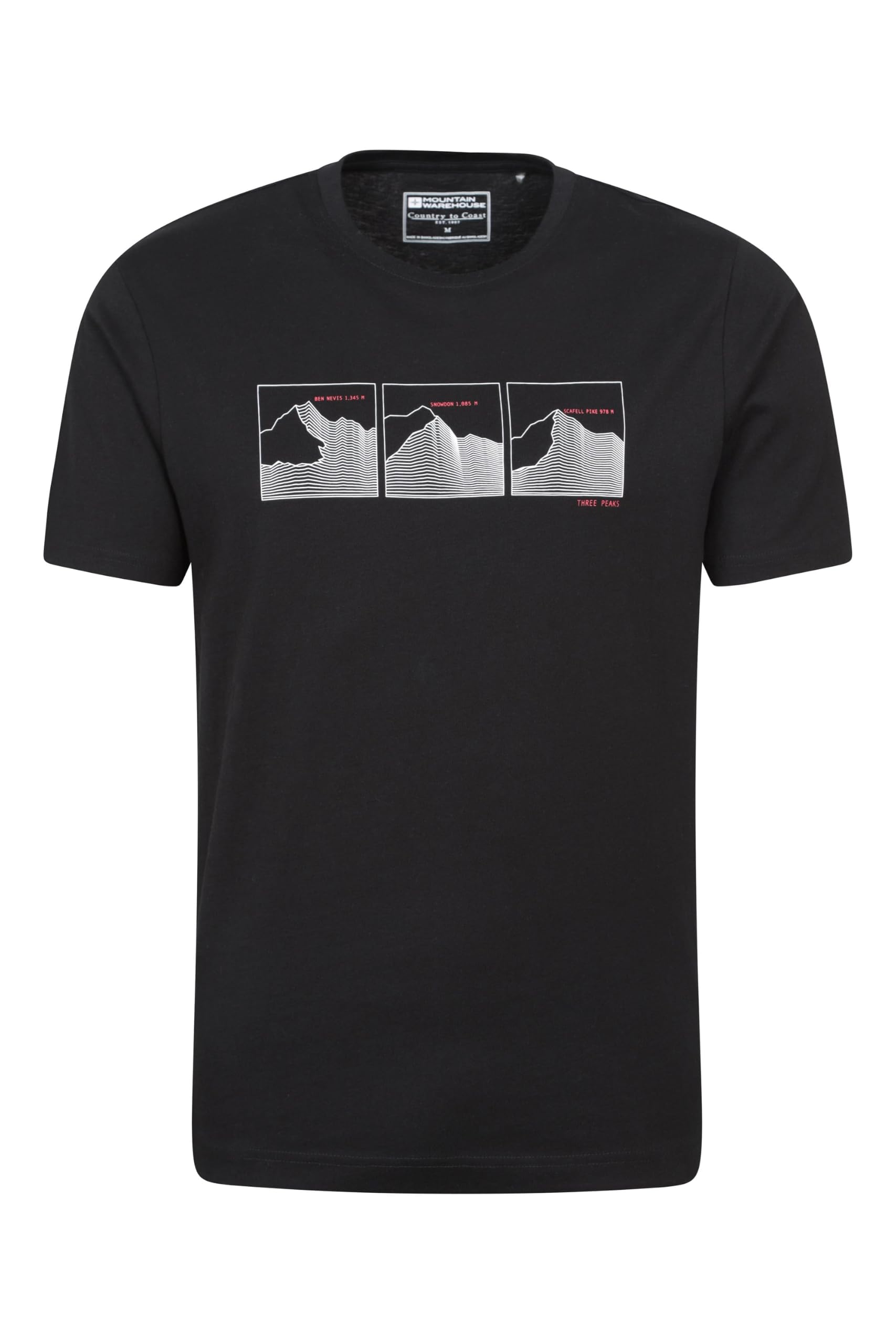 3 Peaks Cotton Mens T-Shirt - Black