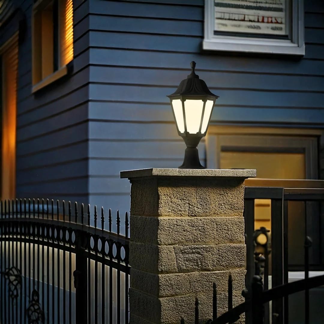 Harold Electricals Outdoor Pillar Post Light, Victorian Style Garden Lamp, Post Light with Black Metal, Gate Light for Outdoor, Gate Light for Home, Office, Post Lights for Home (Large)-image-8
