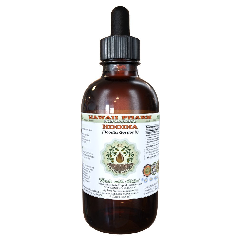 Hoodia Alcohol-Free Liquid Extract, Hoodia (Hoodia Gordonii) Dried Plant Powder Glycerite Hawaii Pharm Natural Herbal Supplement 2 oz