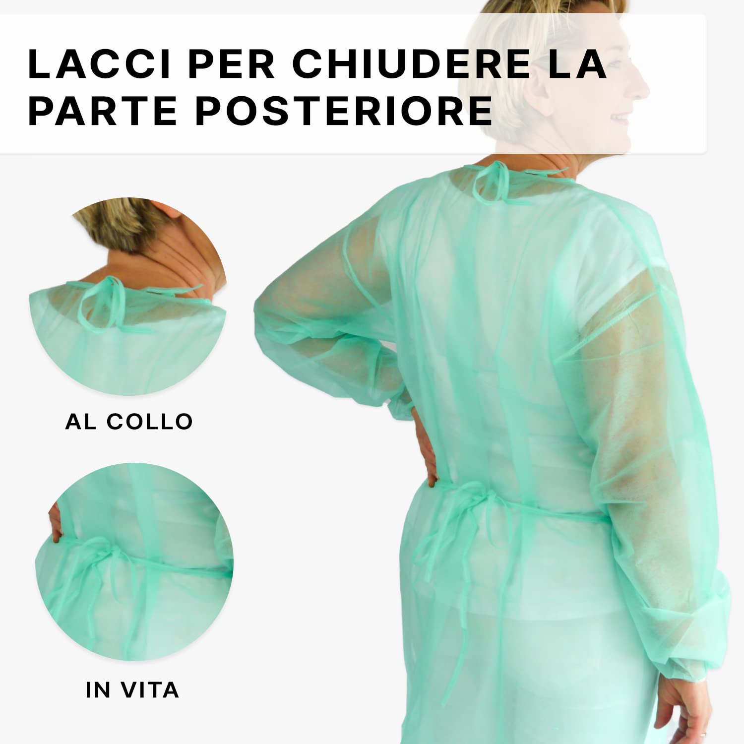 ARNOMED Camici monouso PP verde M 115x137cm 10 sztuk 23g/m²