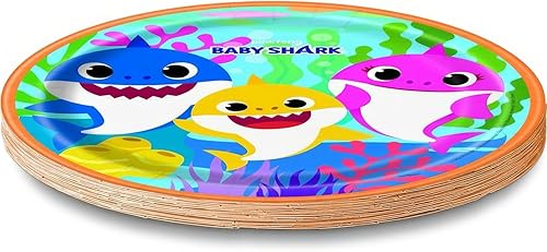 Miniatura 5 de Unique Baby Shark - Platos redondos para cenar, 8 unidades, multicolor