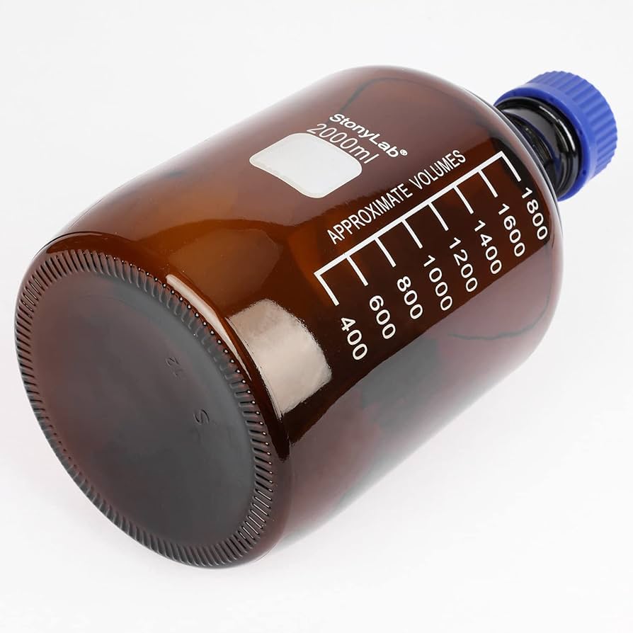 Stonylab Graduated Storage Bottles With GL45 Screw Cap, 2000 Ml Glass