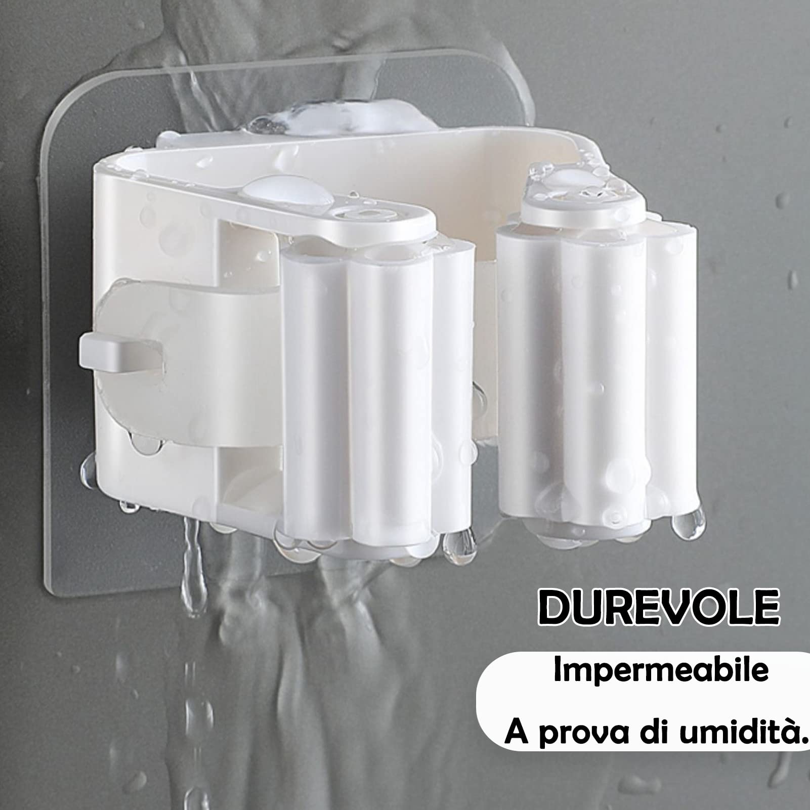 4 Pezzi Porta Scope Parete, Appendi Scope a Muro, Portascope da Muro, Nessuna Foratura Richiesta, Adatto per Cucina, Bagno, Giardino, Garage