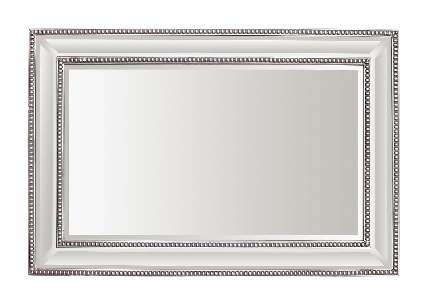 Select Mirrors Stanton Beaded Bevelled Framed Living Room Wall Mirror - Modern Decor - 60x90cm Antique Silver