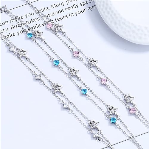 Nieboa S925 Sterling Silver Star Bracelet For Women,Cute And Charm Jewelry Gift For Women Teen Girls (White) #TOP3