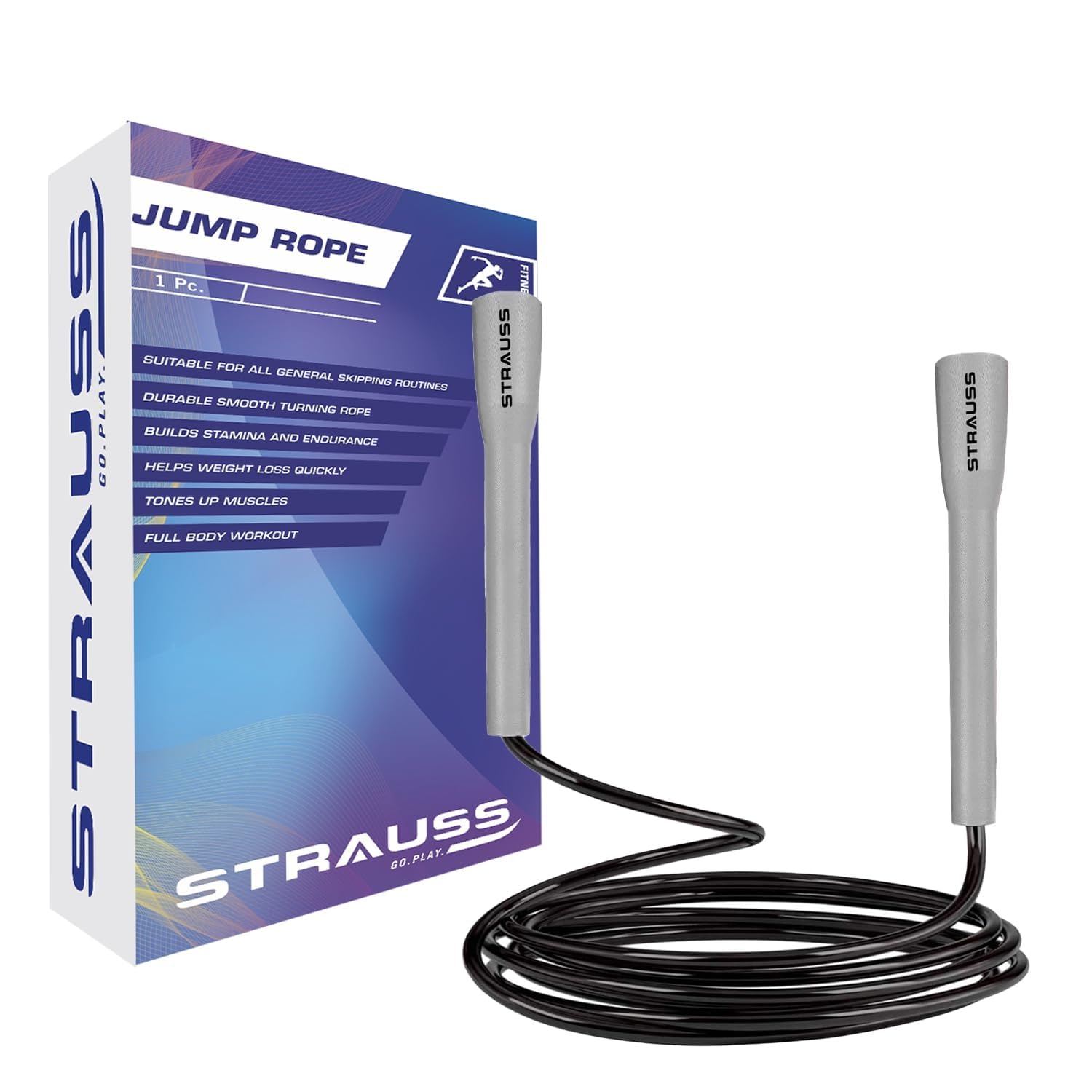 Strauss Skipping Rope | Skipping Rope for Women, Men & Kids | Fitness Exercise Equipment | Jumping Rope for Gym, Exercise, Training, Workout & Weight Loss|, (Grey) (B07N19MQDW) Amazon Price History, Amazon Price Tracker