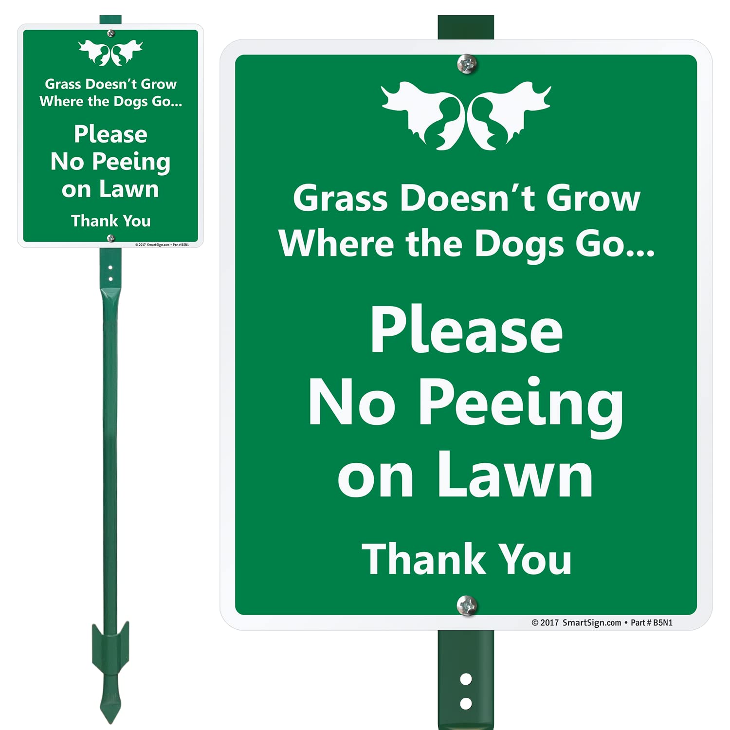 SmartSign 12 x 10 inch “Grass Doesn't Grow Where The Dogs Go - Please No Peeing On Lawn” LawnBoss Yard Sign with 3 foot Stake, 40 mil Laminated