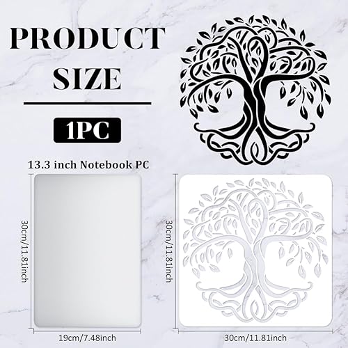 Miniatura 2 de FINGERINSPIRE Plantillas de decoración de árbol de la vida, plantillas de plástico de 12 x 12 pulgadas, plantillas cuadradas reutilizables para
