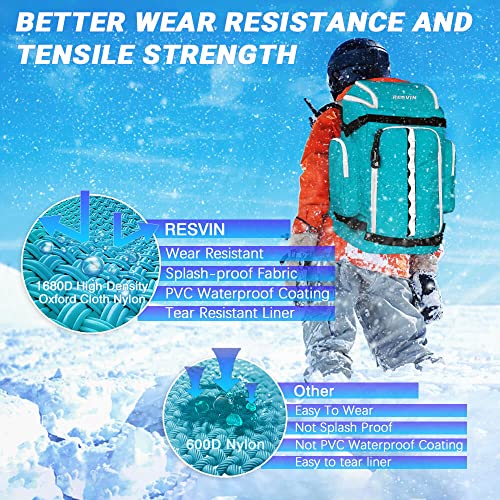 Resvin Ski Boot Bag, 60L Durable Travel Backpack, 1680D Nylon Waterproof Snowboard Boot Bag, Skiing And Snowboarding Travel Luggage For Helmet, Goggles, Gloves, Outerwear & Accessories, Green #TOP6