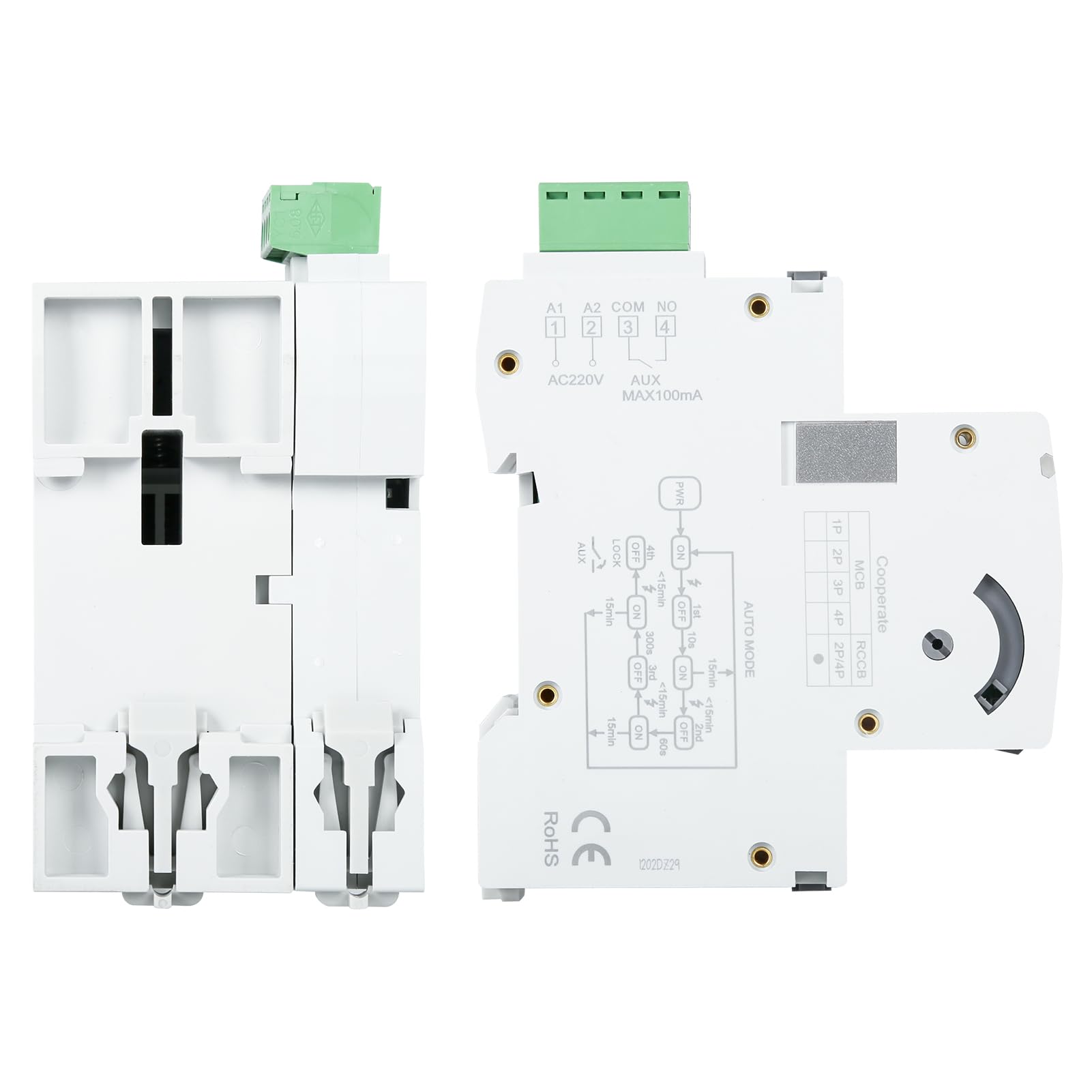 Jadeshay Differenziale Riarmo Automatico 2P 40A 30mA 230V Tipo AC Salvavita con Riarmo Automatico Protezione contro le Perdite Magnetotermico Differenziale Interruttore per Uso Domestico