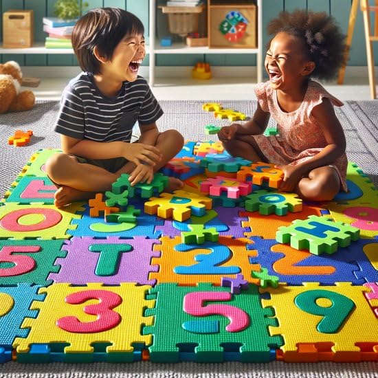 Spielmatte Puzzlematte Kinderteppich – 36tlg (A-Z). Schaumstoffmatte mit Zahlen & Buchstaben – ABC Lernteppich Schutzmatte Spielteppich Puzzlematte Bodenmatte für Babys & Kleinkinder - cijfers (0-9)