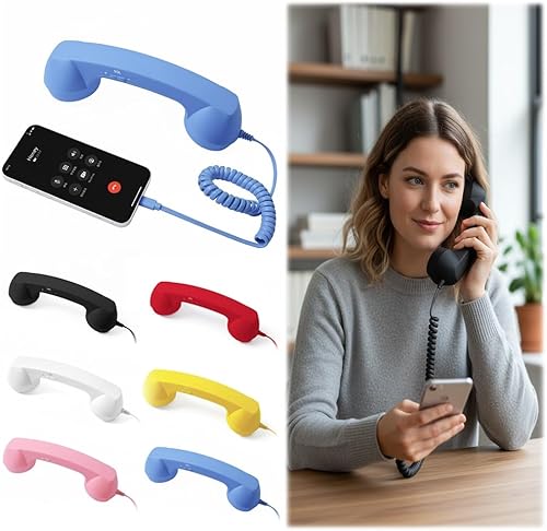 Auricular de teléfono retro para teléfono celular, receptor de teléfono vintage tipo C con micrófono y altavoz, auriculares clásicos de los años 90