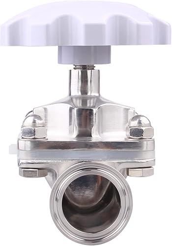 Vista 8 de DERNORD Válvula de diafragma sanitaria Sello de silicona Acero inoxidable 316L, 1.5 "Válvula de triple abrazadera (tubo de 3/4 pulgadas OD)