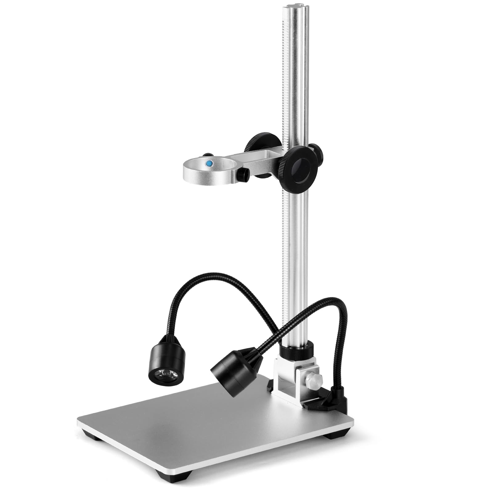 Koolertron12" Extended Aluminum Microscope Stand with 2 Fill Lights, Portable Adjustable Manual Focus LCD Digital Microscope Holder