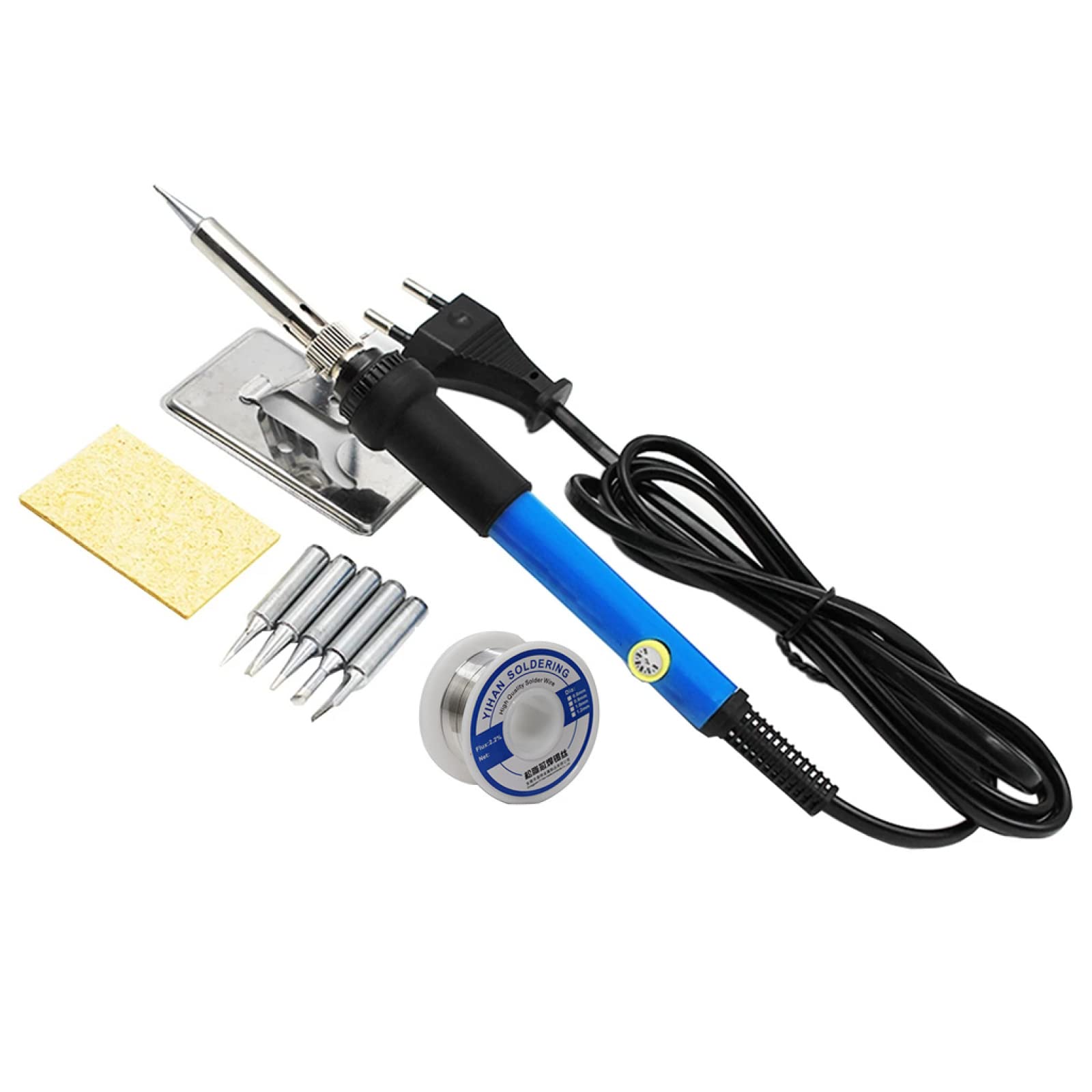 Kit De Soldador Eléctrico De Temperatura Ajustable De 60 W, Herramienta De Reparación De Soldadura Portátil, Puntas De Pistola De Soldar, Alambre De Soldadura, Esponja, Soporte para Soldador