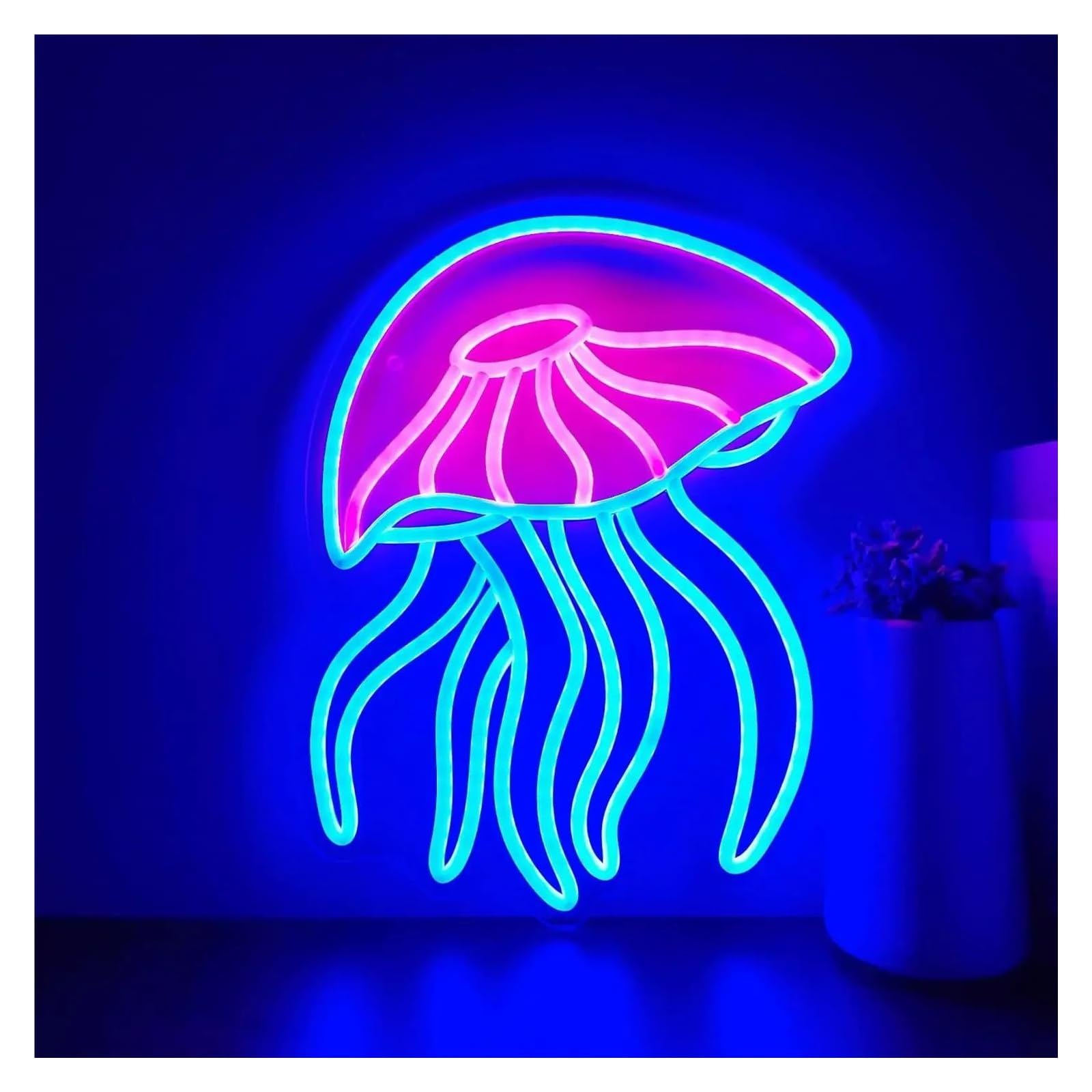 LEMST Sign Lamp Jellyfish Neon Sign Light Dimmable for Ocean Theme Living Room Party Shop Club Office Bar Birthday Wall Art Decor 28cmx34cm
