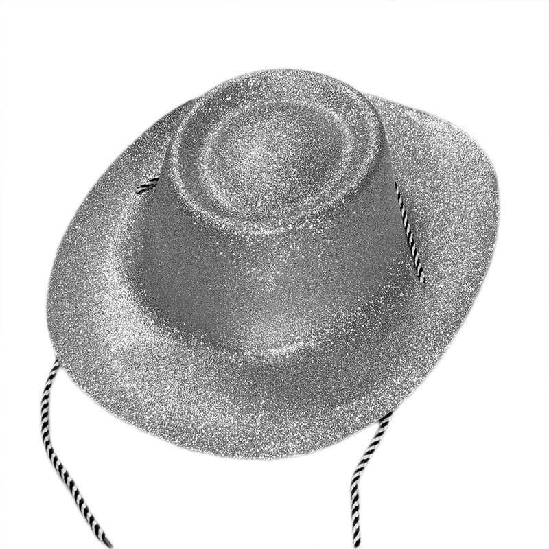 Zac's Alter Ego Set of 12 Fancy Dress Glitter Cowboy/Cowgirl Hats - Black, Fuchsia Pink, Red, Gold or Silver