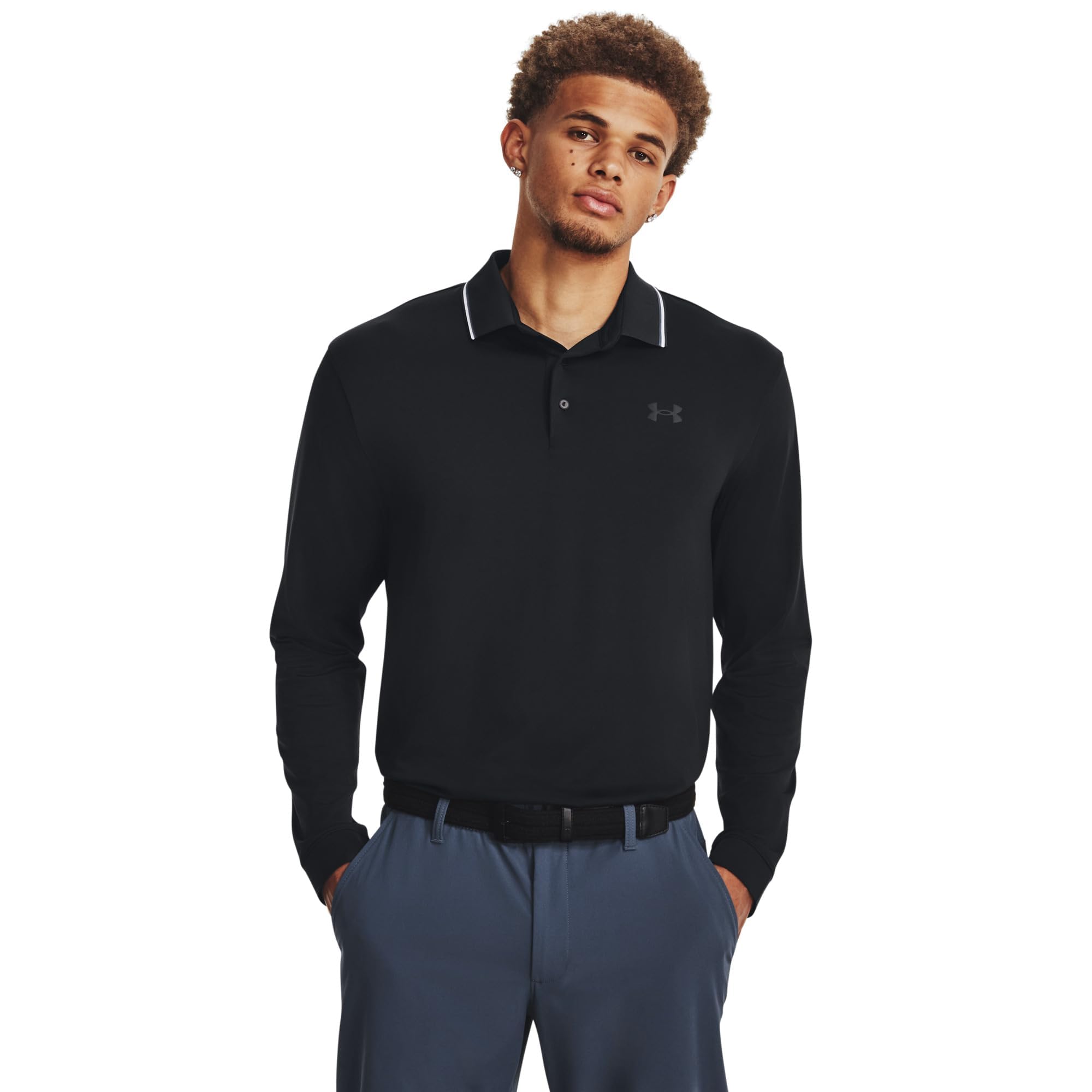 Under Armour Men's Playoff 3.0 Longsleeve Polo Golf, (001) Black / / White, S