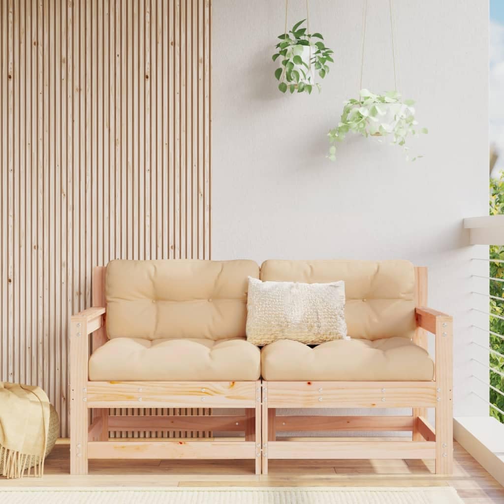 Divano angolare da giardino, 2 pezzi, in legno massello di pino, resistente alle intemperie, per terrazza, balcone, lounge con braccioli e schienale, robusto divano da giardino per esterni